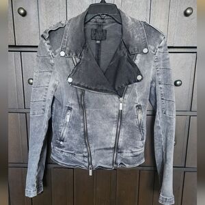 Karl Lagerfeld Paris Gray Denim Moto Jacket – Size FR 36 / IT 40 (US 4/Small)